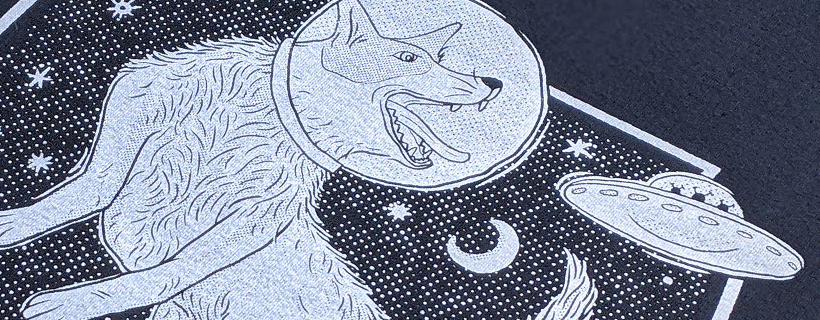 Drawing on tee: Space dog